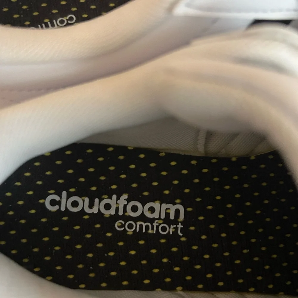 Adidas Grand Court Cloudfoam White Sneakers Black Stripes Size 6 New without Box